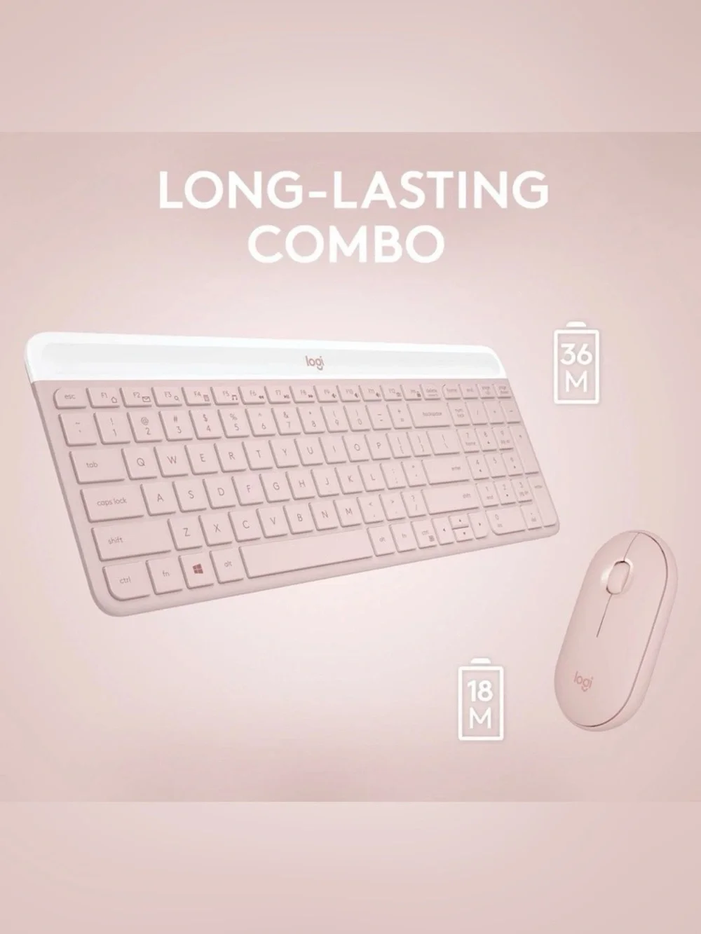 Logitech MK470 Pink Keyboard USB-A Full-Size Keyboard & Mouse Combo New in Box